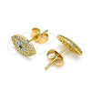 Arete Dormilona 02.344.0095 Oro Laminado, Diseño de Ojo Griego, con Turquoise and Blanca Micro Pave, Pulido, Tono Dorado