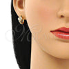 Argolla Huggie 02.284.0041.12 Oro Laminado, Diseño de Mariposa, con Rosado Micro Pave, Pulido, Tono Dorado