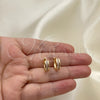 Argolla Huggie 02.284.0042.12 Oro Laminado, con Rosado Micro Pave, Pulido, Tono Dorado