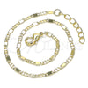 Tobillera Básica 04.213.0215.10 Oro Laminado, Diseño de Pave Mariner, Pulido, Tono Dorado (02 MM Thickness, 10 Inches Length)