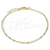 Tobillera Básica 04.213.0080.10 Oro Laminado, Diseño de Mariner, Pulido, Tono Dorado (02 MM Thickness, 10 Inches Length)