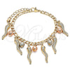 Pulsera de Dije 03.331.0200.08 Oro Laminado, Diseño de Bola, Mate, Tres Tonos (05 MM Thickness, 8 Inches Length)