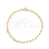 Pulsera Básica 04.09.0194.07 Oro Laminado, Diseño de Paperclip, Pulido, Tono Dorado (04 MM Thickness, 7 Inches Length)