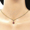 Dije Elegante 05.63.1162.2 Oro Laminado, Diseño de Ojo Griego, Resinado Rojo, Tono Dorado