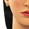 Arete Dormilona 02.213.0266 Oro Laminado, Diseño de Amor, con Blanca Micro Pave, Pulido, Tono Dorado