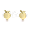 Argolla Huggie 02.213.0278.10 Oro Laminado, Diseño de Manzana, Pulido, Tono Dorado