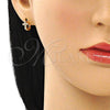 Argolla Huggie 02.213.0285.10 Oro Laminado, Diseño de Cruz, con Blanca Micro Pave, Pulido, Tono Dorado