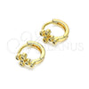 Argolla Huggie 02.213.0285.10 Oro Laminado, Diseño de Cruz, con Blanca Micro Pave, Pulido, Tono Dorado