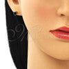 Arete Dormilona 02.213.0292 Oro Laminado, Diseño de Corazón, Esmaltado Negro, Tono Dorado
