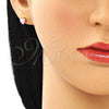 Arete Dormilona 02.213.0292.2 Oro Laminado, Diseño de Corazón, Esmaltado Rosado, Tono Dorado