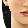 Arete Dormilona 02.213.0292.3 Oro Laminado, Diseño de Corazón, Esmaltado Verde, Tono Dorado