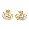 Arete Dormilona 02.213.0294 Oro Laminado, Diseño de Cisne y Baguette, con Blanca Zirconia Cubica, Pulido, Tono Dorado