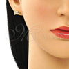 Arete Dormilona 02.213.0306 Oro Laminado, Diseño de Elefante, con Blanca and Negro Micro Pave, Pulido, Tono Dorado