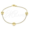 Pulsera Elegante 03.213.0129.08 Oro Laminado, Diseño de Bola, Pulido, Tono Dorado (01 MM Thickness, 8 Inches Length)