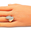 Anillo Multi Piedra 01.266.0042.08 Oro Laminado, con Blanca Micro Pave, Pulido, Tono Dorado (Size 8)