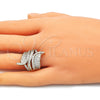 Anillo Multi Piedra 01.266.0043.07 Oro Laminado, con Blanca Micro Pave, Pulido, Tono Dorado (Size 7)