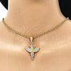 Dije Religioso 05.380.0135 Oro Laminado, Diseño de Angel y Corona, con Blanca Cristal, Pulido, Tres Tonos