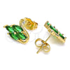 Arete Dormilona 02.310.0025 Oro Laminado, Diseño de Cisne, con Verde and Blanca Zirconia Cubica, Pulido, Tono Dorado