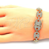 Pulsera Básica 04.284.0059.08 Oro Laminado, Diseño de Puff Mariner, con Blanca Micro Pave, Pulido, Tono Dorado (12 MM Thickness, 8 Inches Length)