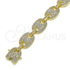 Pulsera Básica 04.284.0059.08 Oro Laminado, Diseño de Puff Mariner, con Blanca Micro Pave, Pulido, Tono Dorado (12 MM Thickness, 8 Inches Length)