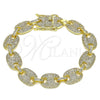 Pulsera Básica 04.284.0059.08 Oro Laminado, Diseño de Puff Mariner, con Blanca Micro Pave, Pulido, Tono Dorado (12 MM Thickness, 8 Inches Length)