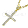 Dije Religioso 05.253.0131 Oro Laminado, Diseño de Cruz, con Blanca Cristal, Pulido, Tono Dorado