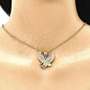 Dije Elegante 05.253.0143 Oro Laminado, Diseño de Águila, con Blanca and Granate Cristal, Pulido, Tono Dorado