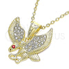 Dije Elegante 05.253.0143 Oro Laminado, Diseño de Águila, con Blanca and Granate Cristal, Pulido, Tono Dorado