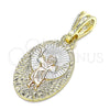 Dije Religioso 05.351.0190 Oro Laminado, Diseño de Divino Niño , Pulido, Tres Tonos