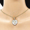 Dije Religioso 05.351.0193 Oro Laminado, Diseño de San Judas y Corazón, Diamantado, Tres Tonos