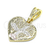 Dije Religioso 05.351.0194 Oro Laminado, Diseño de Ãrbol y Corazón, Pulido, Tres Tonos