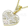 Dije Religioso 05.351.0194 Oro Laminado, Diseño de Ãrbol y Corazón, Pulido, Tres Tonos