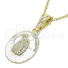 Dije Religioso 05.351.0196 Oro Laminado, Diseño de Guadalupe, Diamantado, Tres Tonos