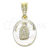 Dije Religioso 05.351.0196 Oro Laminado, Diseño de Guadalupe, Diamantado, Tres Tonos