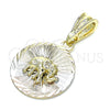 Dije Elegante 05.351.0198 Oro Laminado, Diseño de Elefante, Diamantado, Tres Tonos