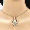 Dije Religioso 05.351.0200.1 Oro Laminado, Diseño de Guadalupe y Corazón, Pulido, Tono Dorado
