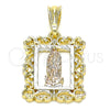 Dije Religioso 05.351.0204 Oro Laminado, Diseño de Guadalupe, Pulido, Tres Tonos