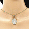 Dije Religioso 05.351.0171.1 Oro Laminado, Diseño de Guadalupe y Corazón, Pulido, Tres Tonos
