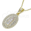 Dije Religioso 05.351.0171.1 Oro Laminado, Diseño de Guadalupe y Corazón, Pulido, Tres Tonos