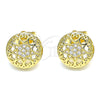 Arete Dormilona 02.156.0568 Oro Laminado, Diseño de Corazón, con Blanca Micro Pave, Pulido, Tono Dorado