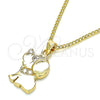 Collares con Dije 04.199.0040.20 Oro Laminado, Diseño de Perro, con Blanca Micro Pave, Pulido, Tono Dorado (02 MM Thickness, 20 Inches Length)