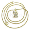 Collares con Dije 04.199.0040.20 Oro Laminado, Diseño de Perro, con Blanca Micro Pave, Pulido, Tono Dorado (02 MM Thickness, 20 Inches Length)