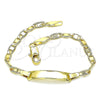 Pulsera con Placa 03.63.2220.06 Oro Laminado, Pulido, Tono Dorado (100 Gauge, 04 MM Thickness, 6 Inches Length)