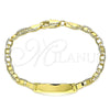 Pulsera con Placa 03.63.2220.06 Oro Laminado, Pulido, Tono Dorado (100 Gauge, 04 MM Thickness, 6 Inches Length)