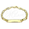 Pulsera con Placa 03.63.2221.06 Oro Laminado, Pulido, Tono Dorado (120 Gauge, 05 MM Thickness, 6 Inches Length)