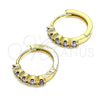 Argolla Huggie 02.210.0550.2.15 Oro Laminado, con Amatista Zirconia Cubica, Pulido, Tono Dorado