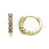 Argolla Huggie 02.210.0550.2.15 Oro Laminado, con Amatista Zirconia Cubica, Pulido, Tono Dorado