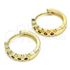 Argolla Huggie 02.210.0553.1.15 Oro Laminado, con Granate Zirconia Cubica, Pulido, Tono Dorado
