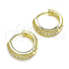 Argolla Huggie 02.210.0557.12 Oro Laminado, con Blanca Zirconia Cubica, Pulido, Tono Dorado