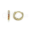 Argolla Huggie 02.210.0558.1.10 Oro Laminado, con Granate Zirconia Cubica, Pulido, Tono Dorado